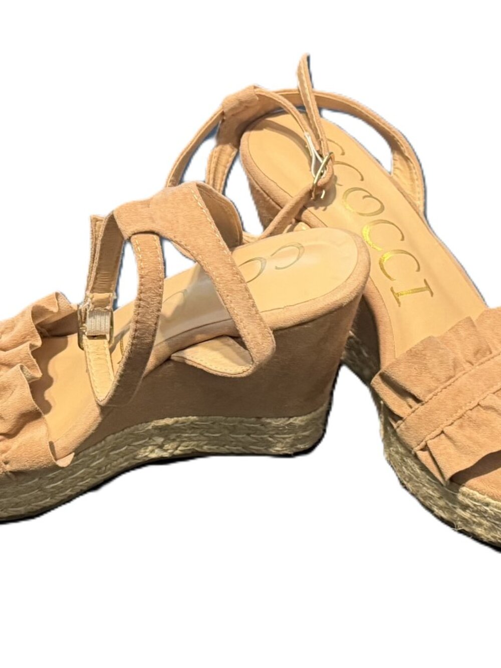 Jack Rogers Rozette Ruffle Wedge Suede 8 - Picture 7 of 8